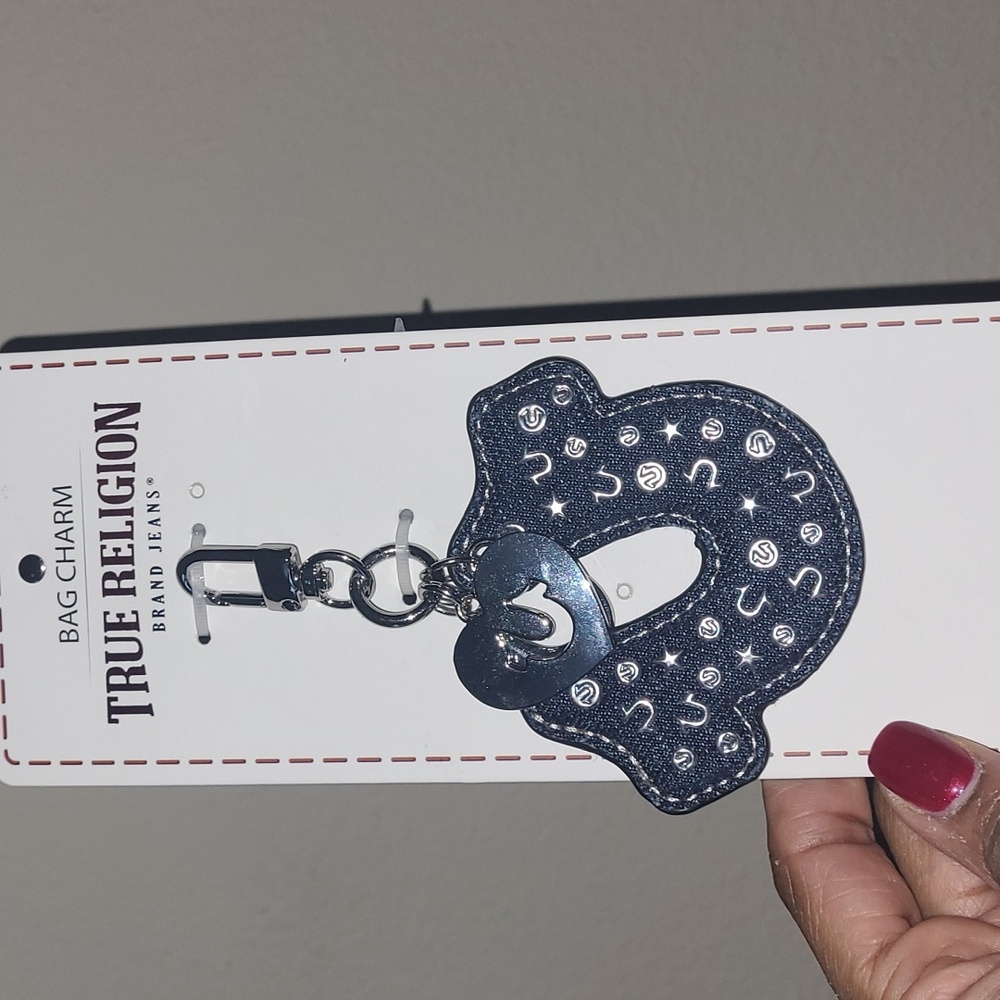 True Religion Blue Denim Bag Charm/Keychain